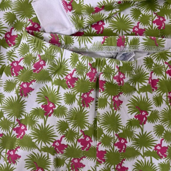 Roller Rabbit Pajama Set Kids Size 8 Pima Cotton Green Pink Monkeys 2 Piece Set - Picture 2 of 7